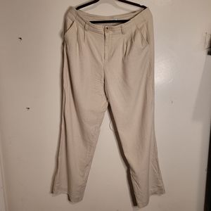 Linen pants, viscose pants, cream, beige, USA 10 size